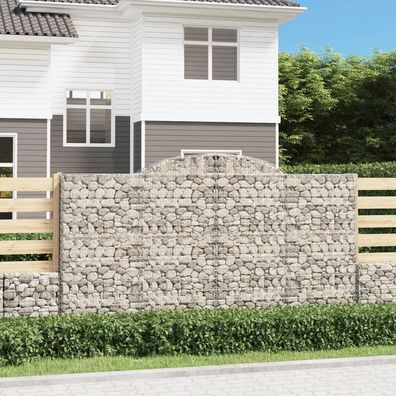 vidaXL Gabionen mit Hochbogen 3 Stk. 300x30x160/180cm Verzinktes Eisen
