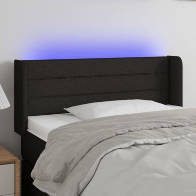 vidaXL LED Kopfteil Schwarz 93x16x78/88 cm Stoff