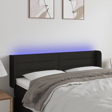 vidaXL LED Kopfteil Schwarz 147x16x78/88 cm Stoff