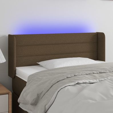 vidaXL LED Kopfteil Dunkelbraun 103x16x78/88 cm Stoff
