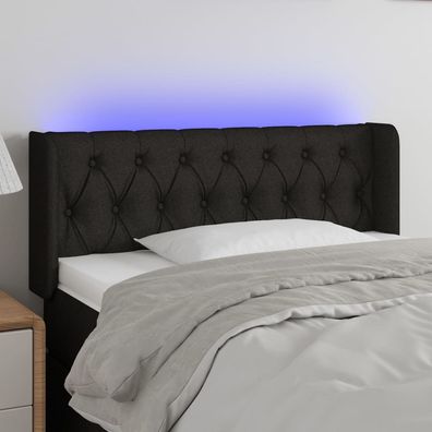 vidaXL LED Kopfteil Schwarz 93x16x78/88 cm Stoff