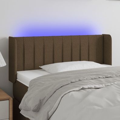 vidaXL LED Kopfteil Dunkelbraun 83x16x78/88 cm Stoff