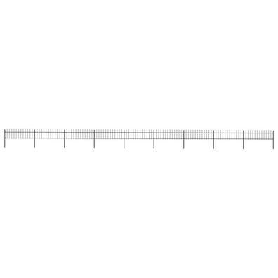 vidaXL Gartenzaun mit Speerspitzen Stahl 15,3 x 0,6 m Schwarz