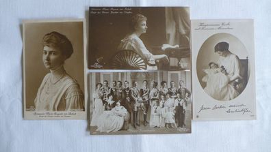 4 AK Prinzessin Marie Auguste von Anhalt, Kronprinzessin Cecilie + Alexandrine u. a.