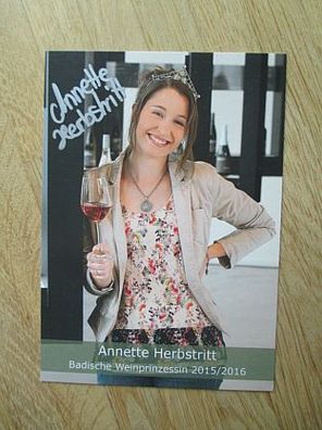 Badische Weinprinzessin 2015/2016 Annette Herbstritt - handsigniertes Autogramm!!!