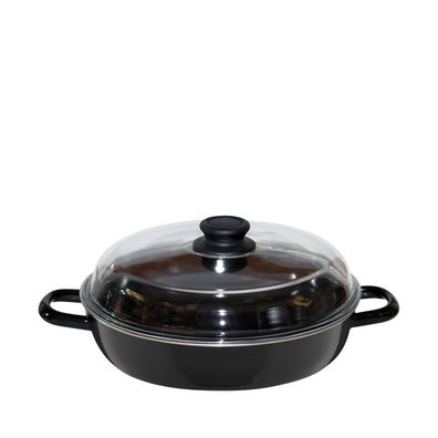Riess Classic Sauteuse Ø28cm avec couvercle en verre Émail Noir