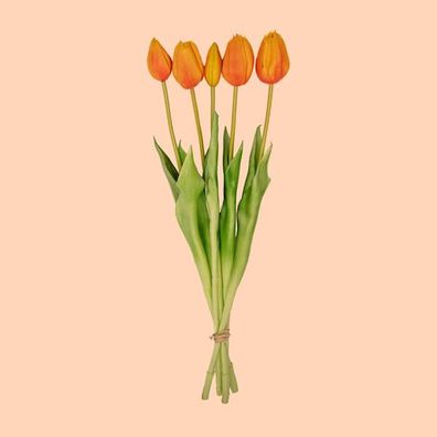 Orange Tulpenstrauß - 5 Stück - Kunsttulpen - 42 cm