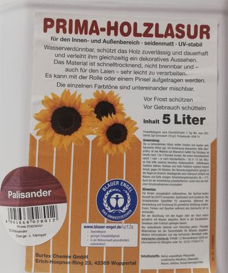 5L Holzschutzlasur Lasur Holzlasur Farbe Holzschutz Zaunlasur Farbton Palisander