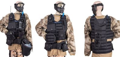 NXe Tactical MagFed Paintball Heavy Weste inkl. Battlepack & Zusatztaschen - schwarz