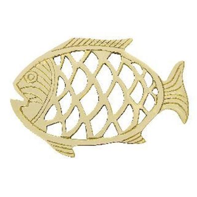 Maritimer Topfuntersetzer aus Messing mit Fisch Motiv 16,5x23cm