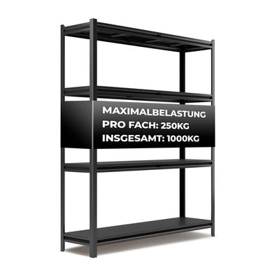ALL Premium Metallregal Schwarz Schwerlastregal 180x150x40cm - 1000 kg Traglast