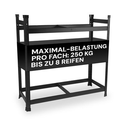 ALL Premium Reifenregal 100x110x40cm schwarz - stabiles Regal für 8 Reifen