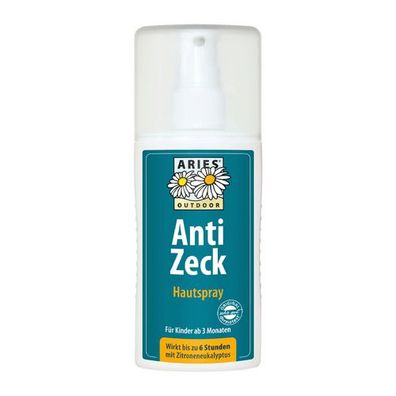 Anti Zeck Hautspray, ARIES Umweltprodukte, 100% natürlich, wirkt bis zu 6h, 100 ml, Z