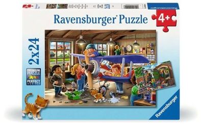 Ravensburger Puzzle Eisenbahn- und Flugzeugservice 2x24 Teile
