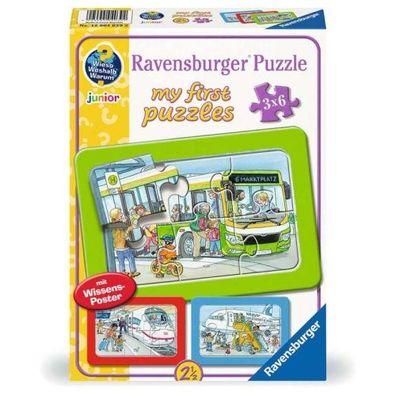 Ravensburger my first puzzles - Wieso? Weshalb? Warum? Unterwegs mit Bus 3x6 Teile