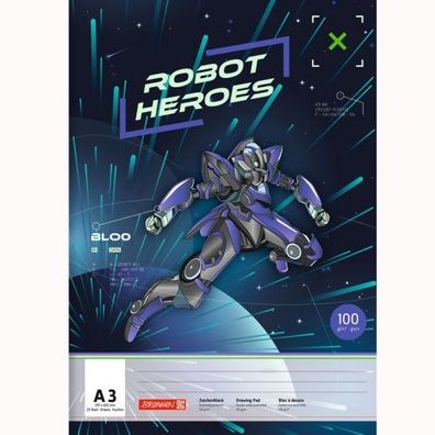 Brunnen Zeichenblock A3 Robot Heroes 20 Blatt