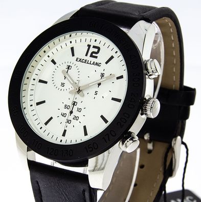 Herrenuhr Excellanc XXL schwarz weiß 46mm
