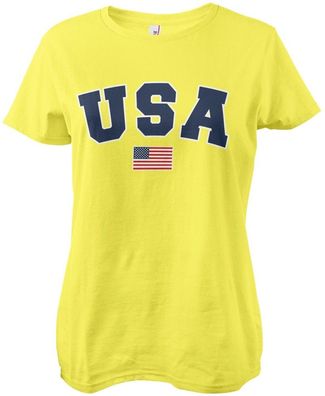 Hybris USA Varsity Girly Tee Damen T-Shirt Yellow