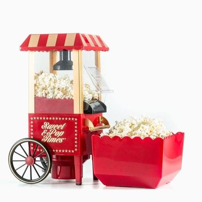 Vintage Popcornmaschine 1200 W fettfrei, mit Servierbehälter Retro-Design, 220-240 V