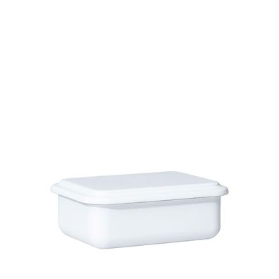 Riess Récipient à provisions émaillé avec couvercle 15x11x5cm bas blanc