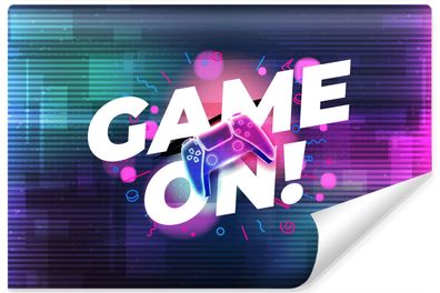 Vlies Selbstklebende Fototapete für Jugendzimmer Aufschrift GAME ON Abstraktion