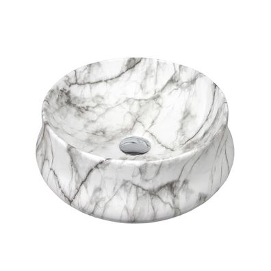 Keramik Waschbecken weiß Marmoroptik 400 x 400 x 140 mm