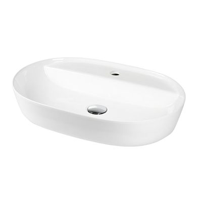 Waschbecken Oval 60 × 42 cm Anschlußset weiß
