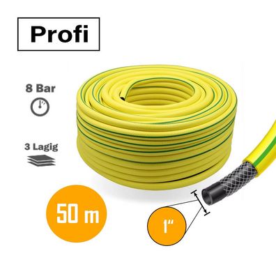 Profi Gartenschlauch 25mm 1" 50m gelb Wasserschlauch (2.62€/1m)
