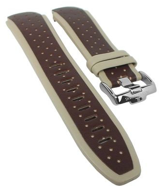 Jacques Lemans | Powerchrono Uhrenarmband Leder braun / beige 1-1378