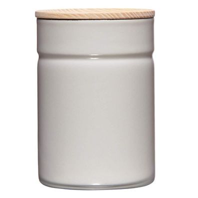 Riess Boîte à provisions avec couvercle en bois Ø8cm H 12cm 525ml light grey émail