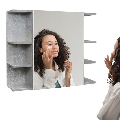 Spiegelschrank "Manni" Marmor Optik, 1-türig, mit 6 Seitenflächen