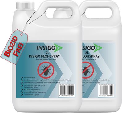INSIGO 2x2L Flohspray Flohmittel Flohschutz Katzenflöhe Hundefloh Anti Flohbefall
