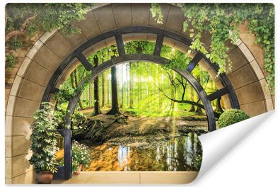 Vlies Selbstklebende Fototapete Eingang Zum Wald Bäume Pflanzen Natur Landschaft 3D