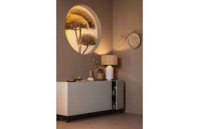 BePureHome - Sideboard Carved Organic aus Mangoholz, Hellgrau