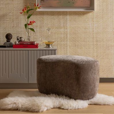 BePureHome - Hocker Popular aus Chenille-Stoff, Taupe