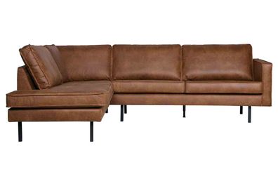 BePureHome - Rodeo Ecksofa Lederoptik, links Cognac
