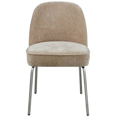 BePureHome - Esszimmerstuhl Vogue aus Chenille-Stoff, Chrome/Sand