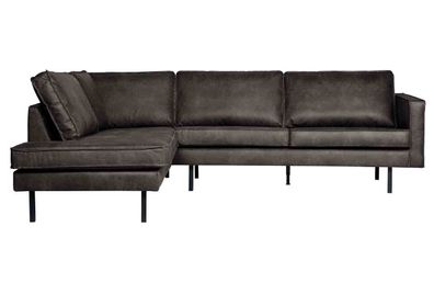 BePureHome - Rodeo Ecksofa Lederoptik, links Schwarz