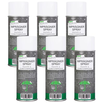 KOKA 6x 400ml Imprägnierspray Imprägnierung CabrioVerdeck Textilien Schuhe Zelt