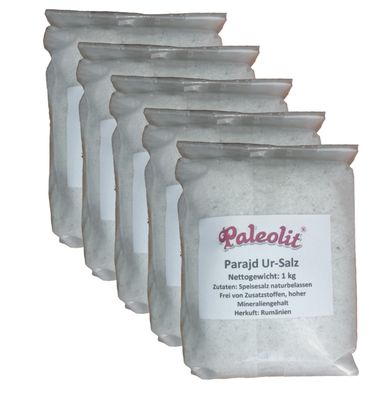 Paleolit Parajd Speisesalz Ur-Salz naturbelassen unbehandelt Parajdi-Salz 5x1kg