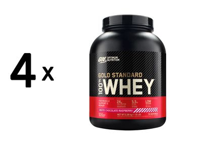 4 x Optimum Nutrition 100% Whey Gold Standard (5lbs) White Chocolate Raspberry