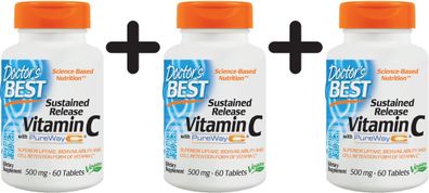 3 x Doctors Best 12-Hour Vitamin C with PureWay-C - 60 tabs