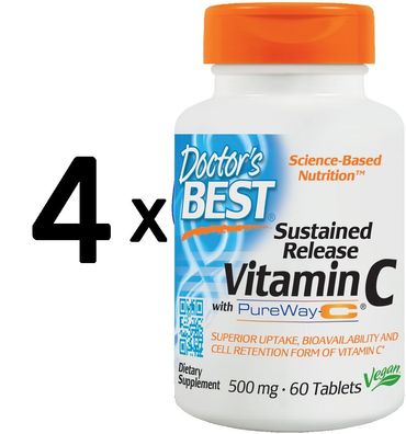 4 x Doctors Best 12-Hour Vitamin C with PureWay-C - 60 tabs