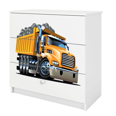 Kinderkommode mit Schubladen Lastwagen in der Farbe Weiß Babydreams