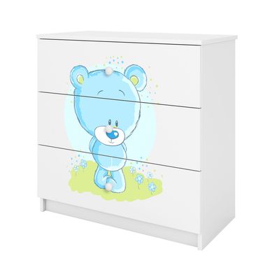 Kinderkommode mit Schubladen Blaubär in der Farbe Weiß Babydreams