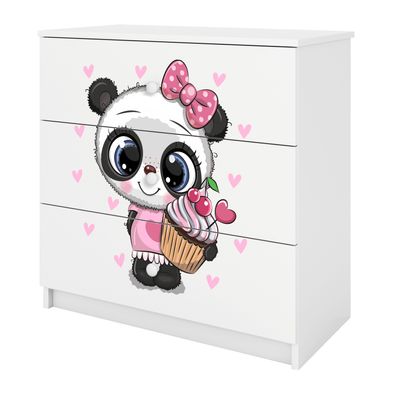 Kinderkommode mit Schubladen Panda in der Farbe Weiß Babydreams