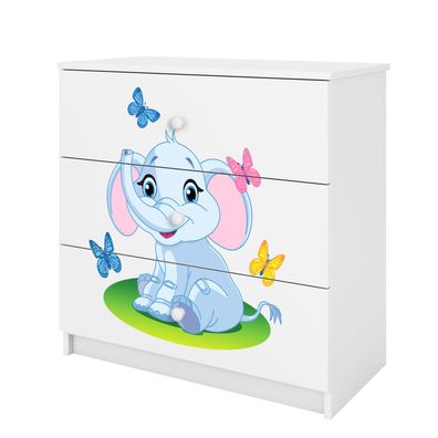 Kinderkommode mit Schubladen Elefant in der Farbe Weiß Babydreams