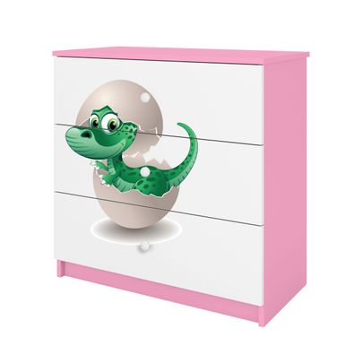 Kinderkommode mit Schubladen Kleiner Dino in der Farbe Rosa Babydreams