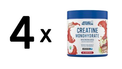4 x Applied Nutrition Creatine Monohydrate, Cherry & Apple - 250g