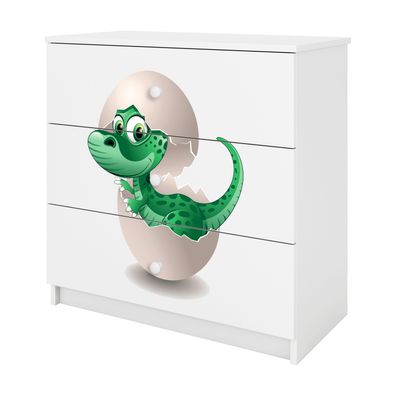 Kinderkommode mit Schubladen Kleiner Dino in der Farbe Weiß Babydreams